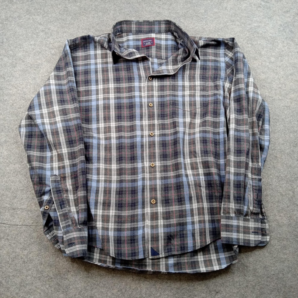 UNTUCKit Shirt Mens XL Gray Plaid Flannel Button Front Long Sleeve Casual